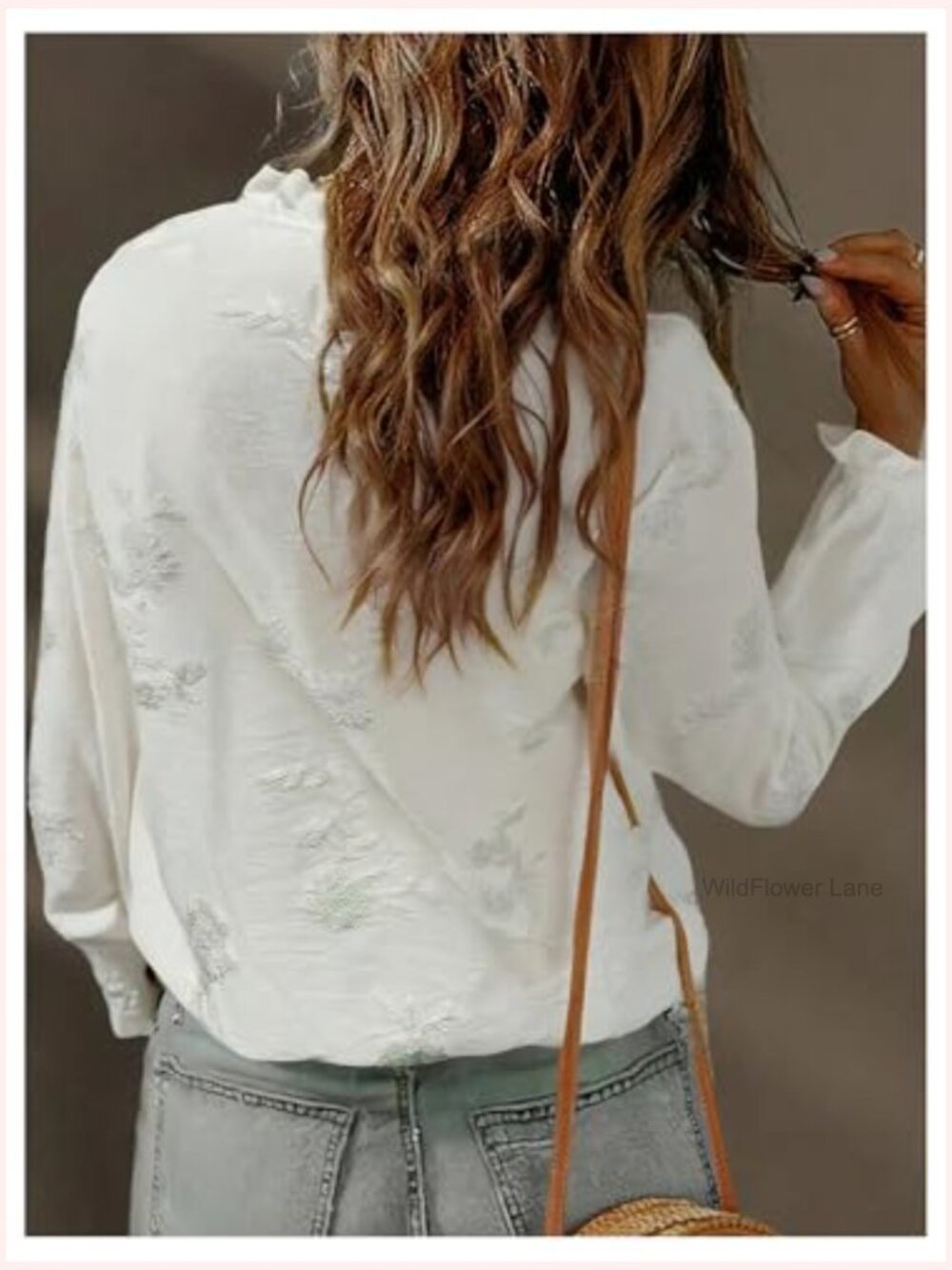 Boho Peasant Top Floral Embroidered Sheer Bishop Long Sleeve Blouse Button Up - Picture 2 of 5